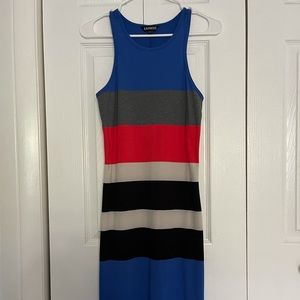 Express color block racer back midi dress